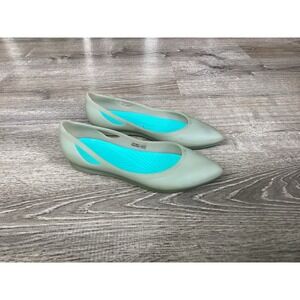 Crocs Shoes Womens 7 Rio Casual Slip On Pointed Ballet Flats 16265 Clear Green